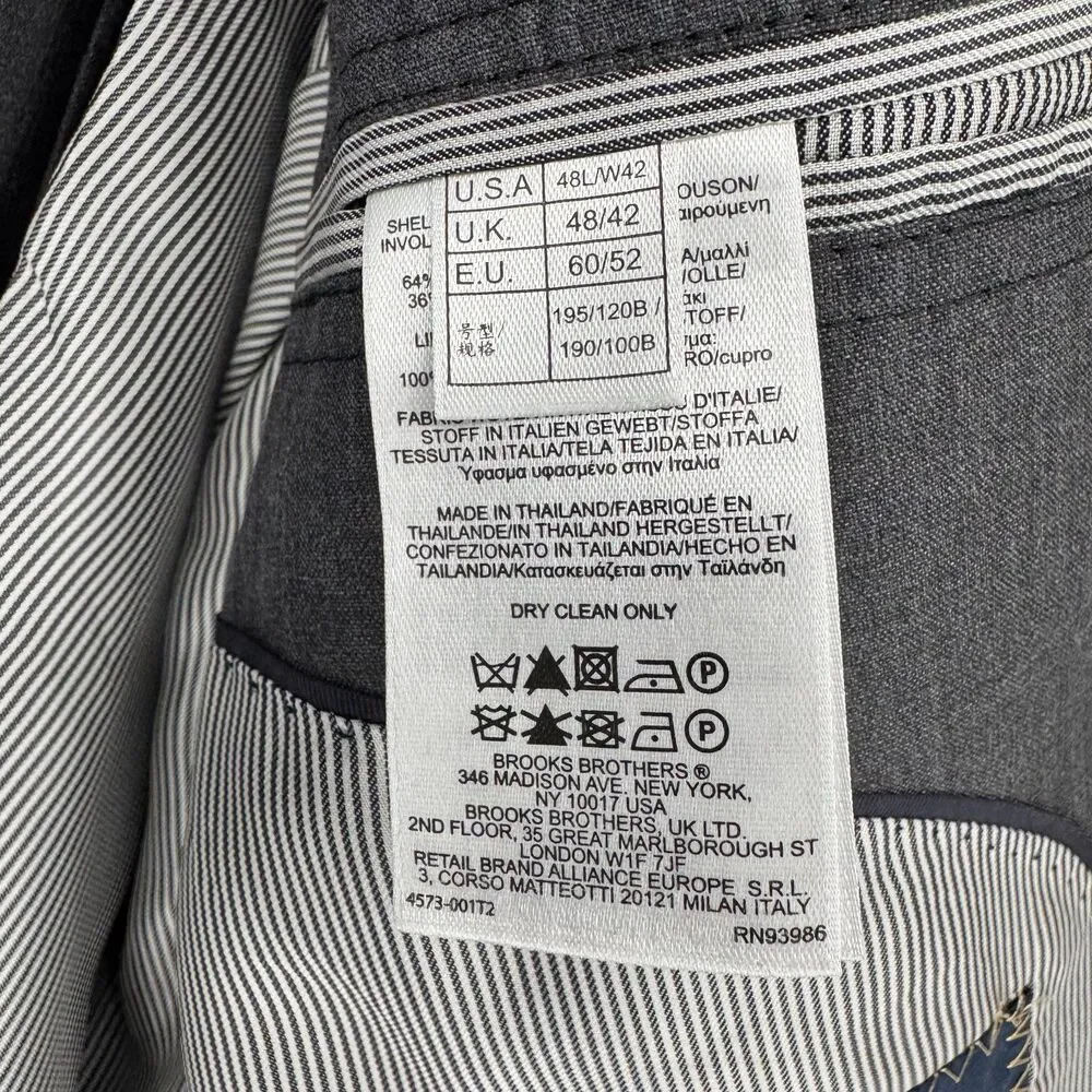 Brooks Brothers 1818 Fitzgerald Gray Wool-Blend Sport Coat – 48L / W42